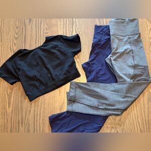 Stylish Navy and Gray Women's Leggings with black crop top